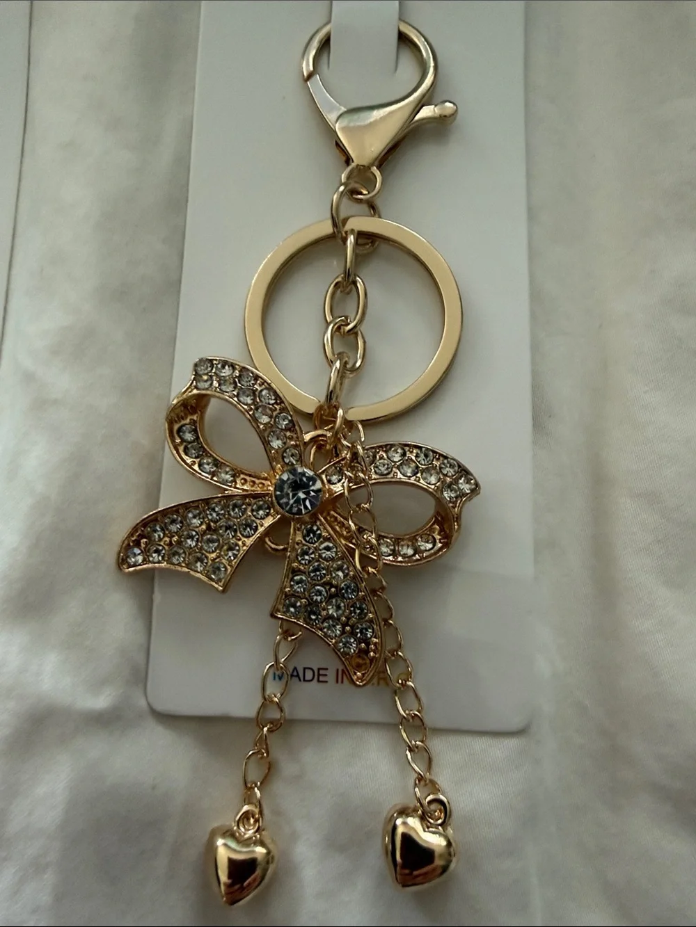 Crystal Bow Keychain - Silver